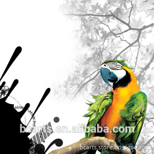 Green and yellow parrot on the tree painting for wholesale